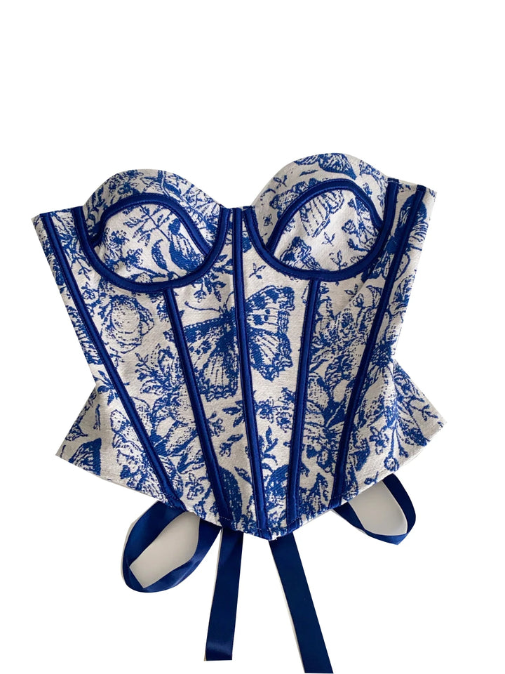 Corset with flower and butterfly design