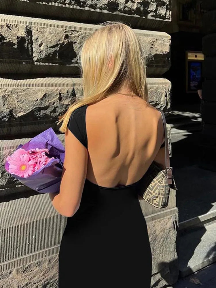 שמלת מקסי צמודה גב פתוח - Elia