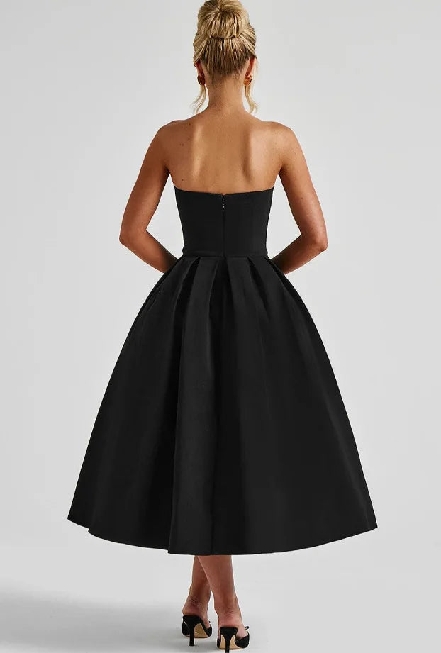 שמלת מידי סטרפלס בגזרת A - ארייא