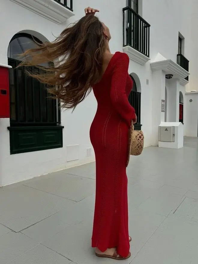 שמלת מקסי סרוגה גב פתוח - Sierra