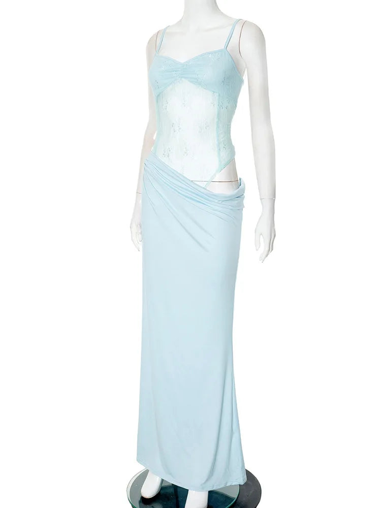 שמלת מקסי בעיטור תחרה - שרי