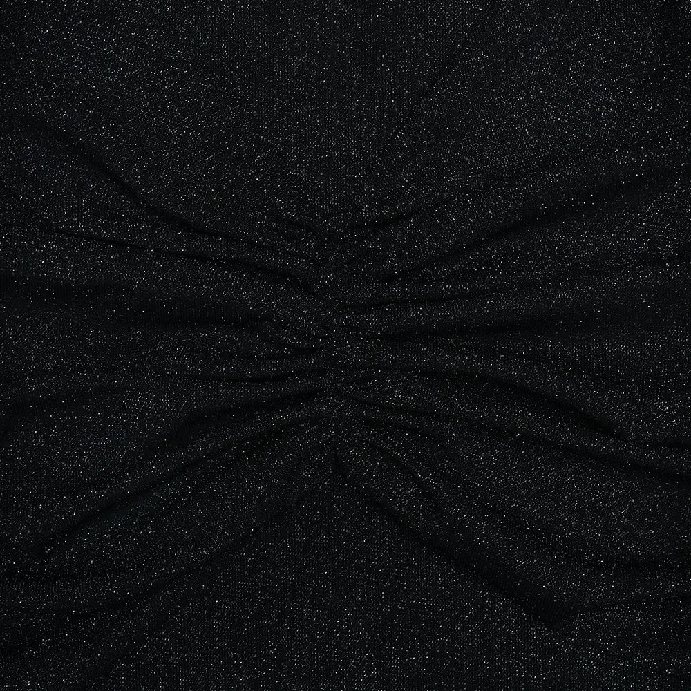 שמלת סטרפלס מקסי רשת נצנצים בעיטור כיווצים - Haisley