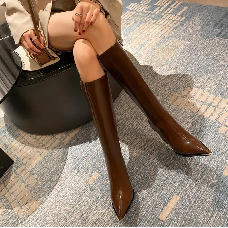High heeled leatherette boots - Sally