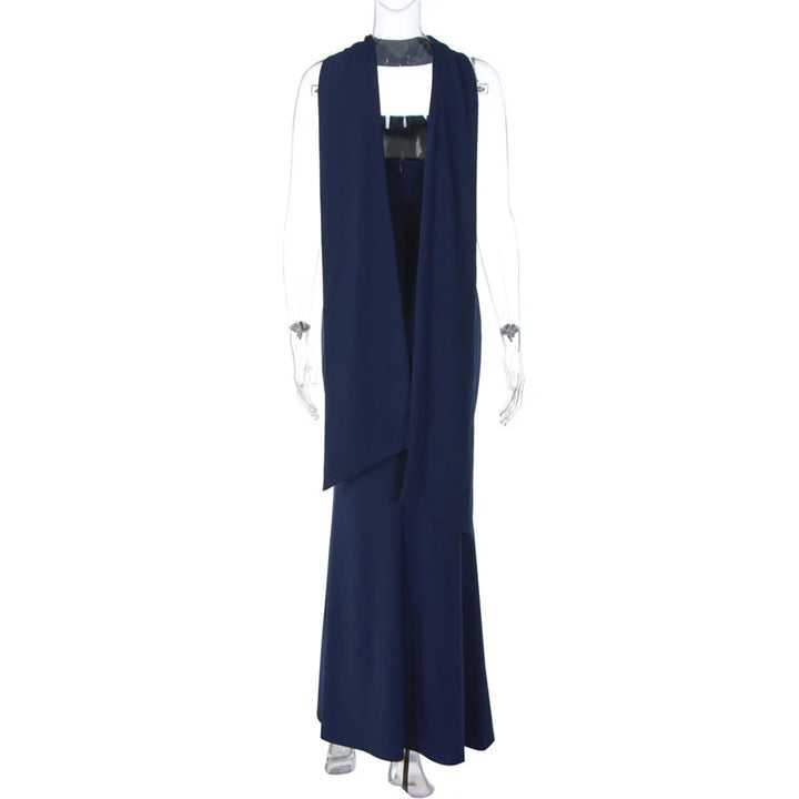 Strapless maxi dress with scarf decoration - MAROM