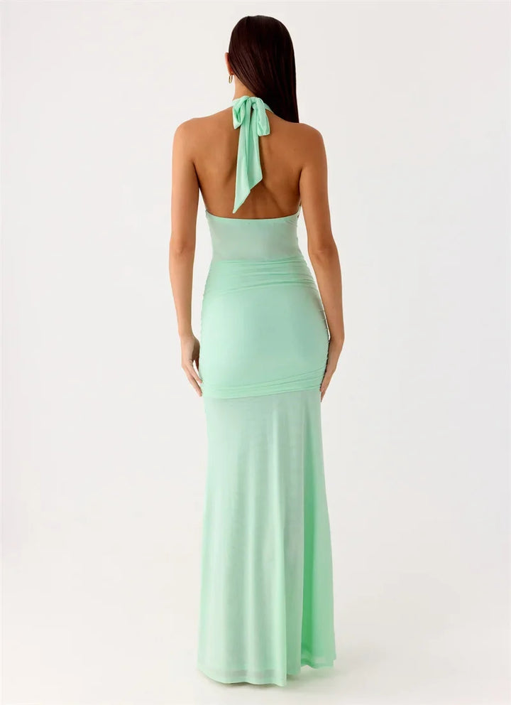 Maxi dress with a buckle design and open back - Tzahala