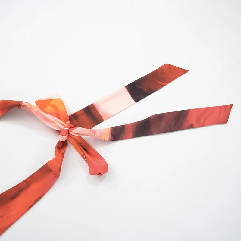 שמלת מקסי בהדפס צבעוני קשירה בצוואר גב פתוח - חוליה