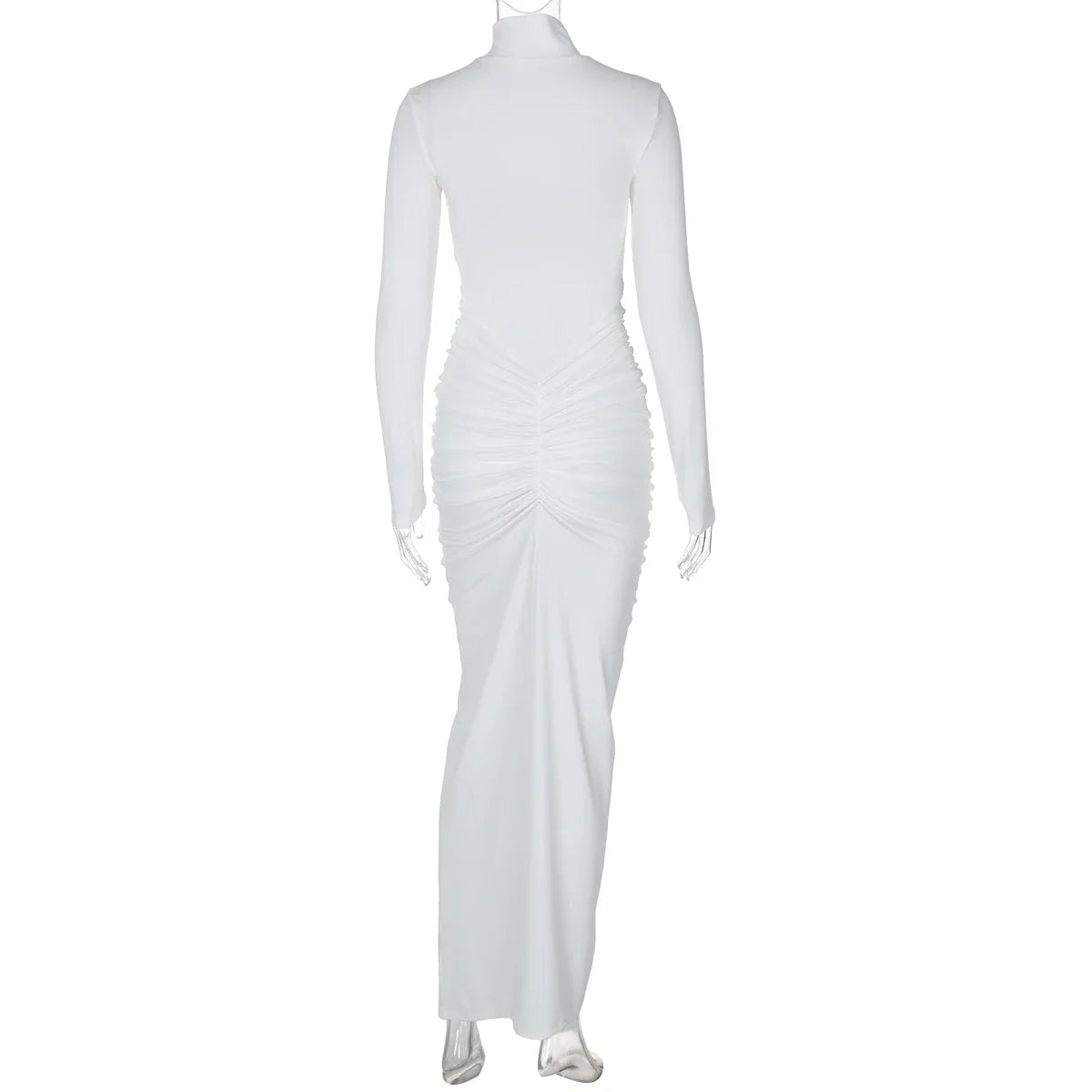 שמלת מקסי כיווצים צווארון גולף בעיטור שסע - Brianna