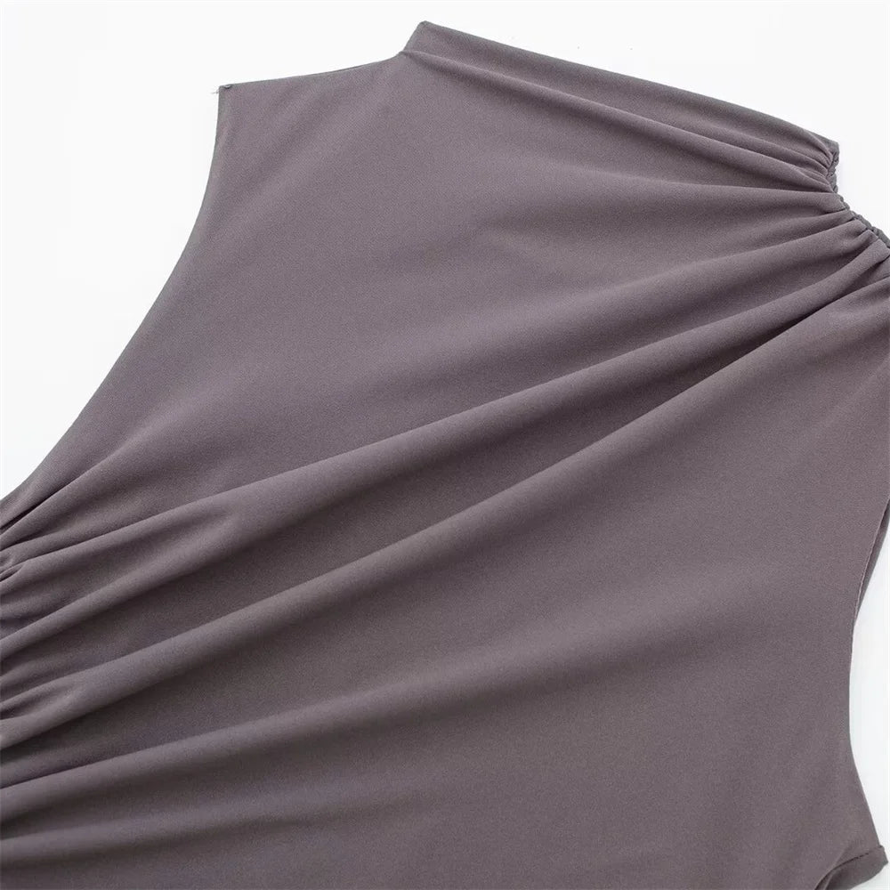 שמלת מקסי אלגנטית צמודה בעיצוב כיווצים - לוזיאנה