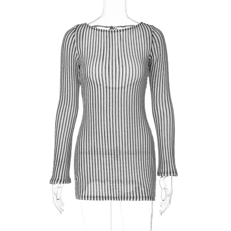 שמלת מיני פסים גב פתוח - קלרה