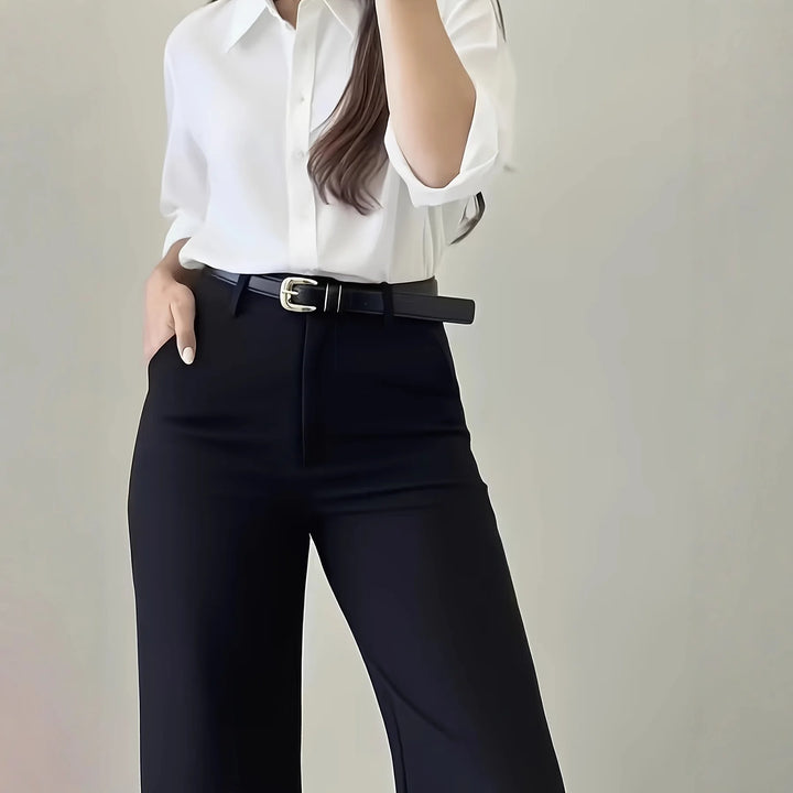 High-waisted wide-leg pants, tailored style 