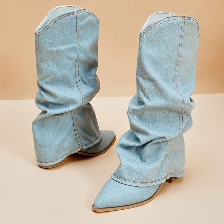 Denim heeled boots - Edison