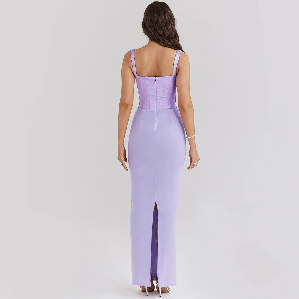 שמלת מקסי רשת בעיצוב מחוך סאטן - Mariam