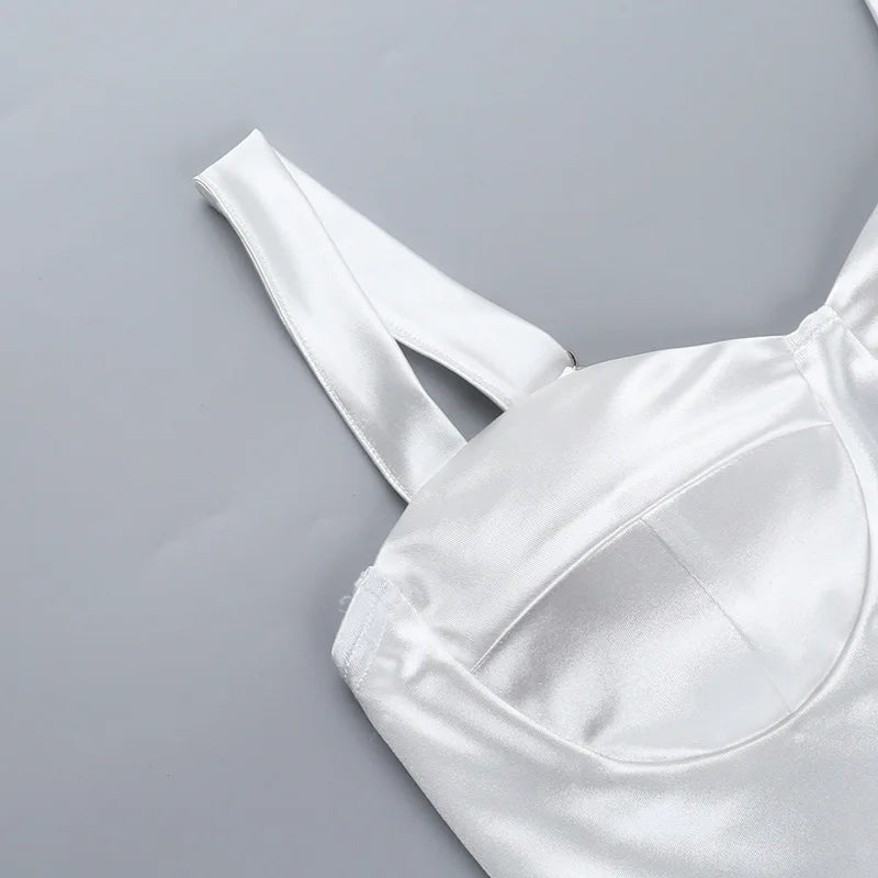 שמלת מיני סאטן בעיטור שסע - אנט