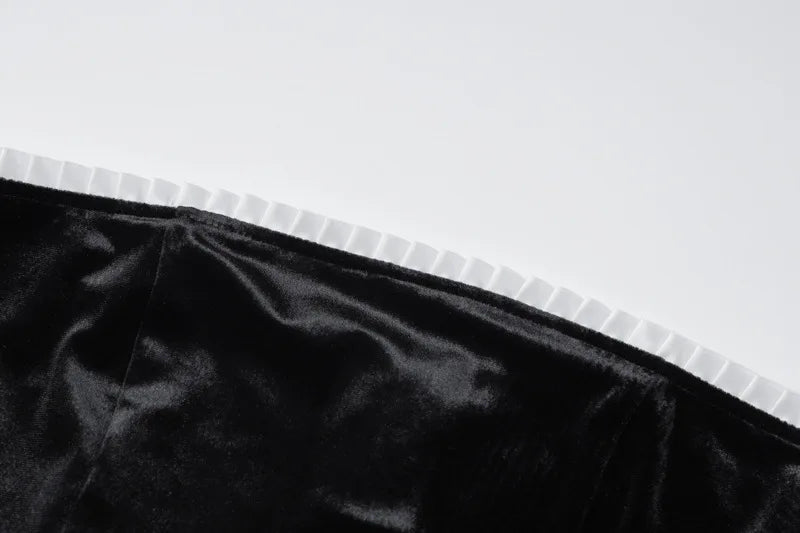 שמלת מיני סטרפלס קטיפה - מיה לי