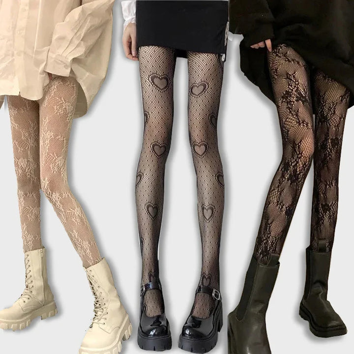 Tights in a variety of textures and shades: lace / hearts / bows / butterflies / mesh / sequins / stars