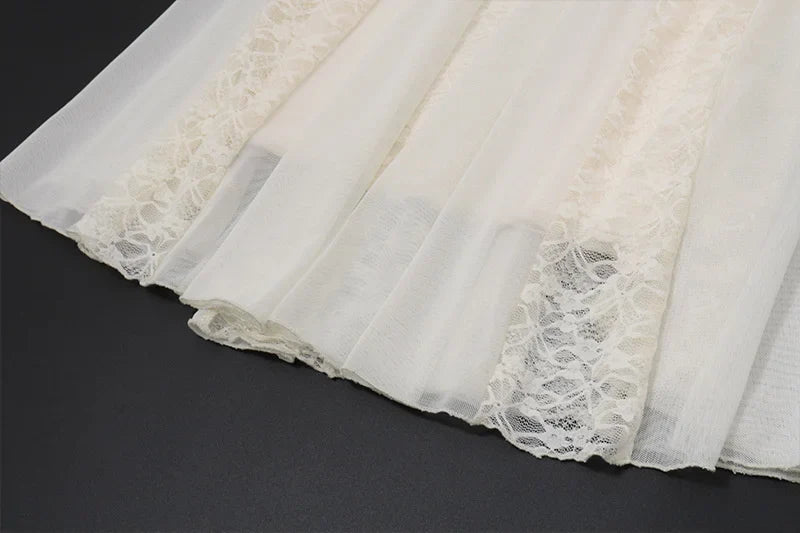 שמלת מקסי תחרה קשירה בצוואר גב פתוח - וונילה