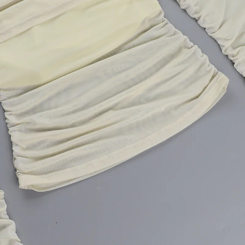 סט שני חלקים חצאית מקסי וחולצת רשת כתפיים חשופות - בלינה