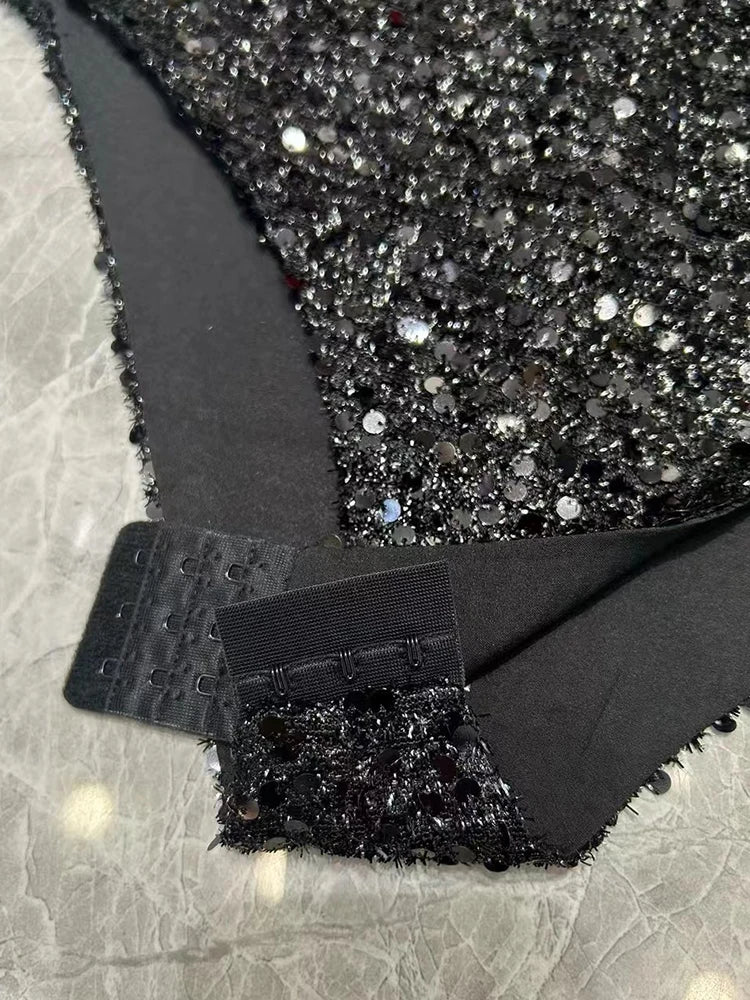 בגד גוף גופיה פייטים / קטיפה - קריס