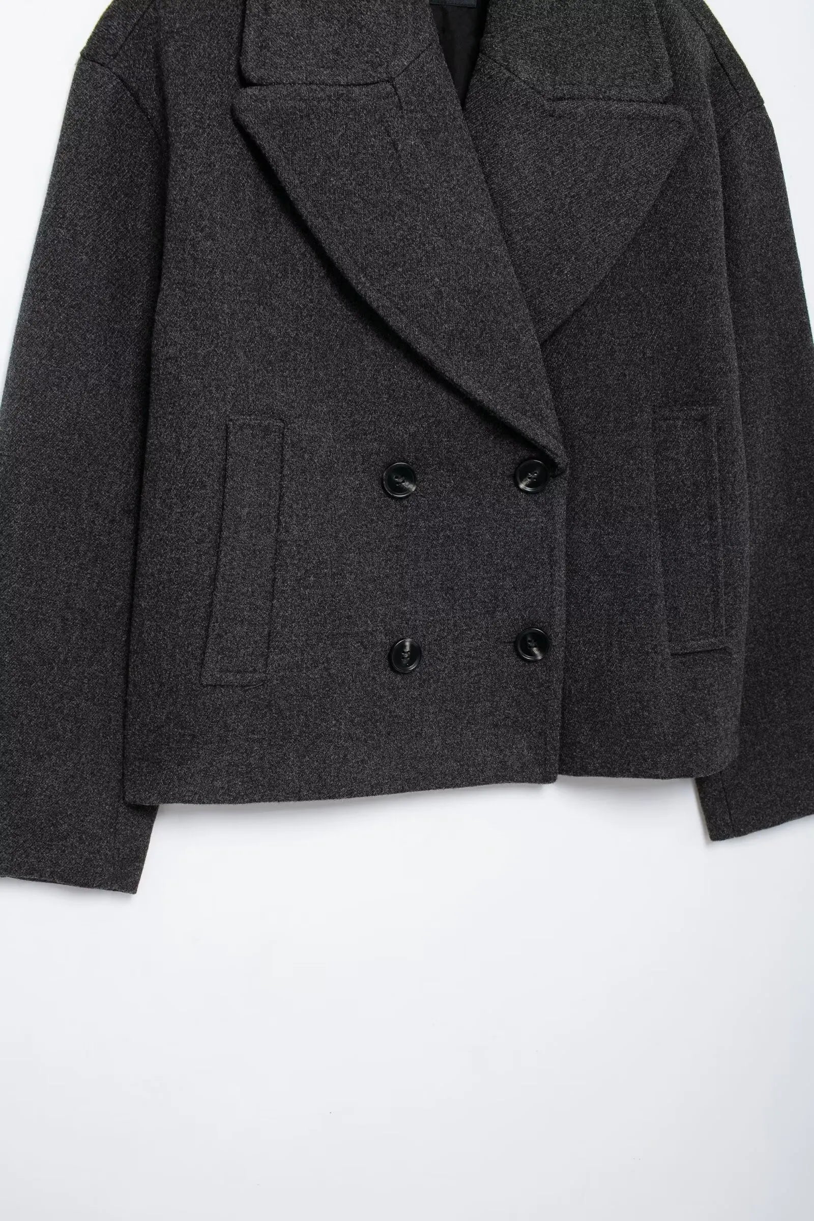 מעיל צמר קצר סגירת כפתורים - וולה