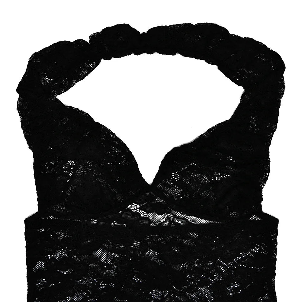 שמלת מקסי תחרה כתפיים חשופות בעיצוב שסע - אמיליאנה