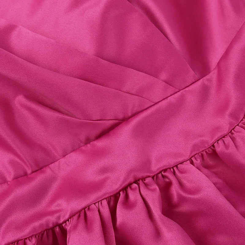 שמלת מיני סאטן בגזרת A כתפיות זרקונים - MIEL