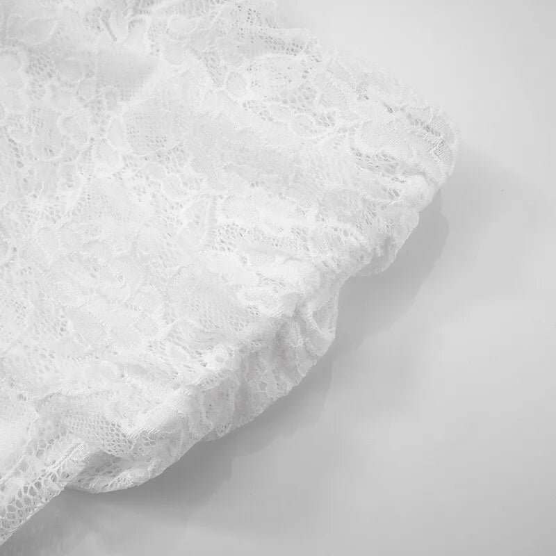 סט תחרה שני חלקים טופ גופיה קשירות בגב וחצאית מקסי - רייצ'ל