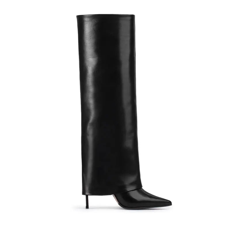 Genuine leather/imitation leather high pointed heel boots - Amaya