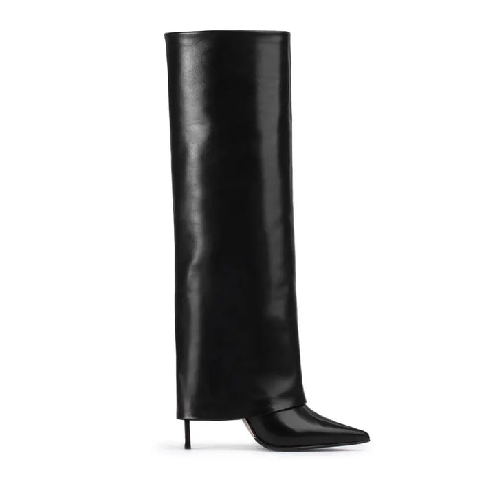 Genuine leather/imitation leather high pointed heel boots - Amaya