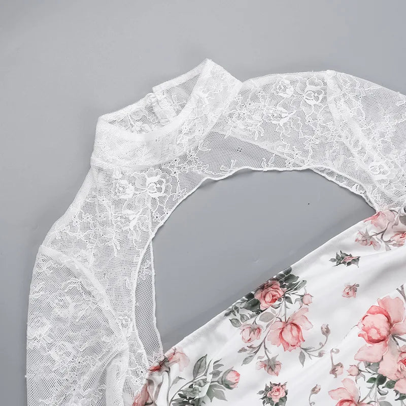 שמלת מיני פרחונית בעיטור תחרה - סיגל