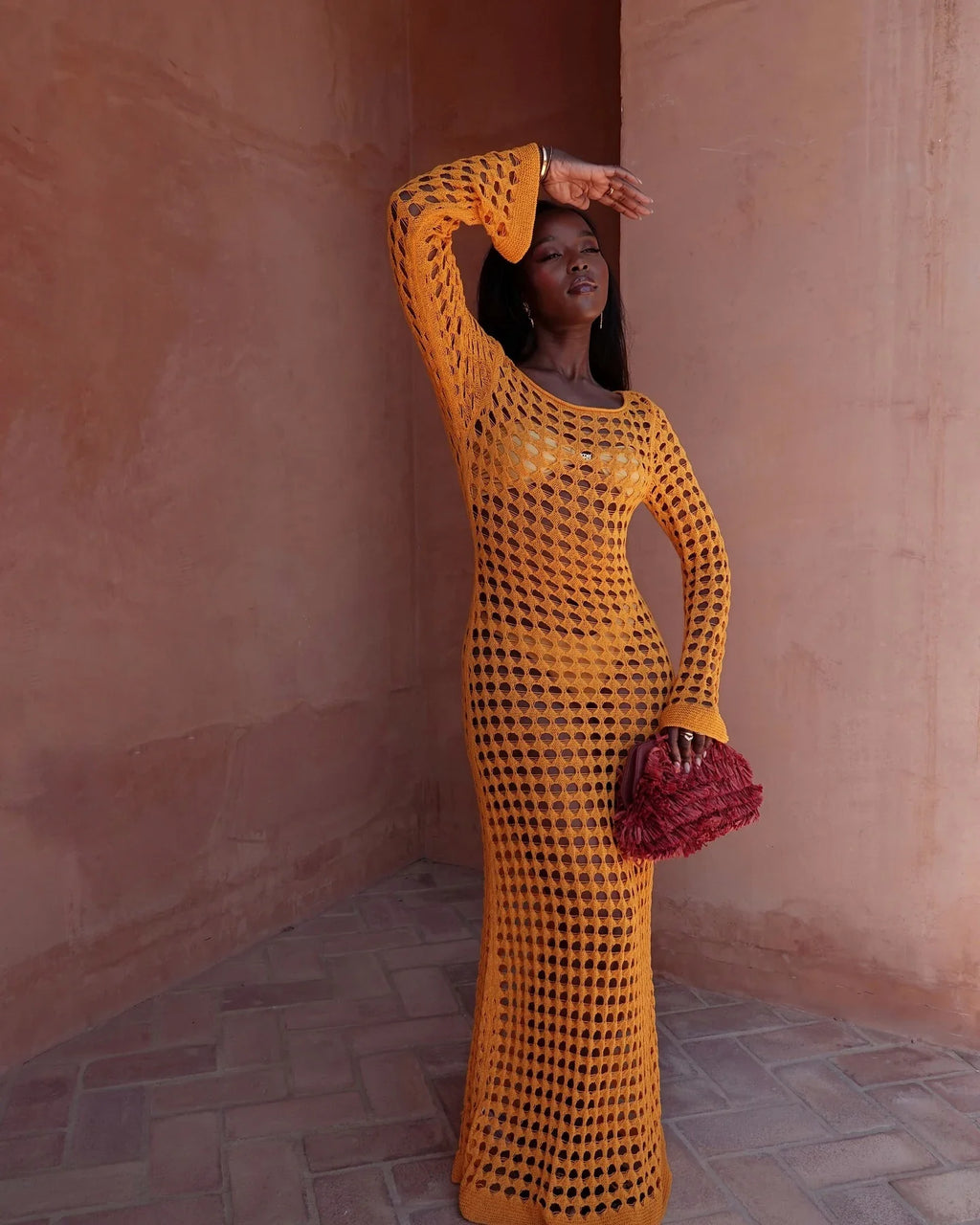 שמלת מקסי חוף רשת  - סול