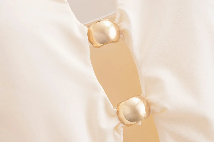 Strapless one-piece swimsuit with gold heart buckles and openings - Choshen 
