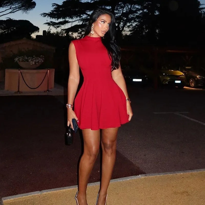 שמלת מיני מלמלה בגזרת A צווארון חצי גולף - ריילי