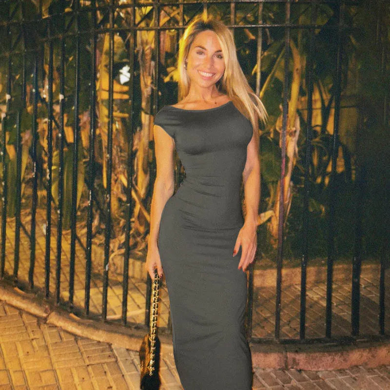 שמלת מקסי צמודה גב פתוח - Elia