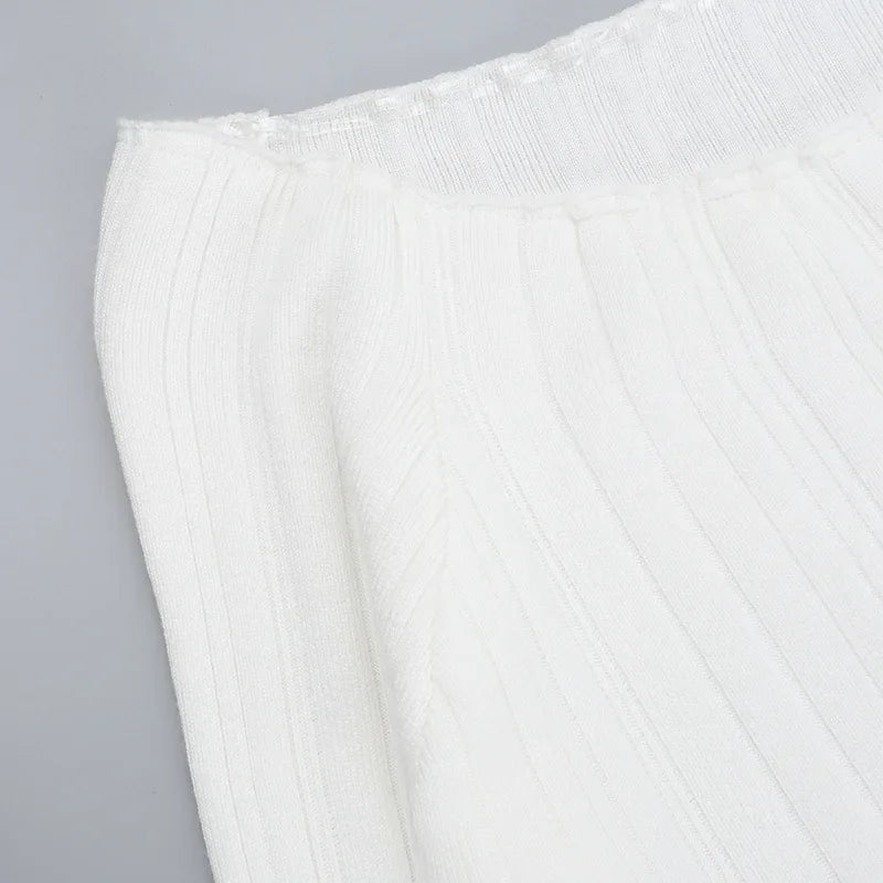 שמלת מקסי סרוגה כתפיים חשופות שרוולי פעמון - סאלין