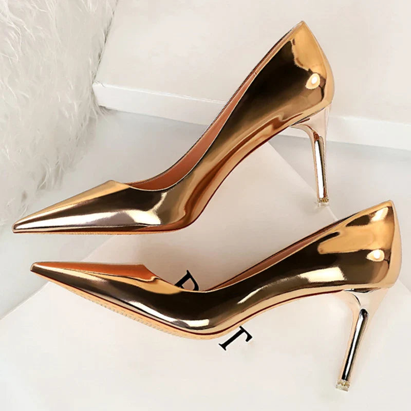 Shiny high heel shoes in various heights - Hailey