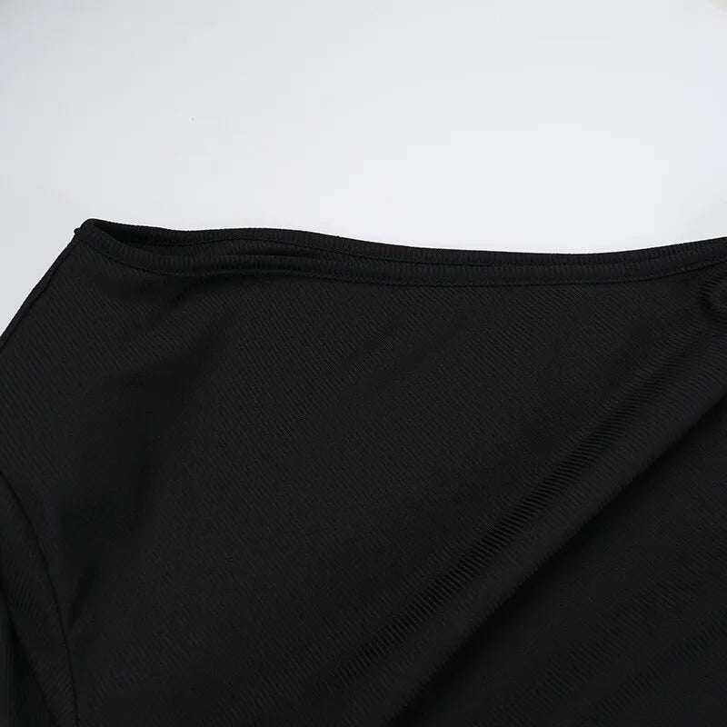 שמלת מידי סרוגה שרוול אחד בעיטור קשירת מעטפת - תהילה