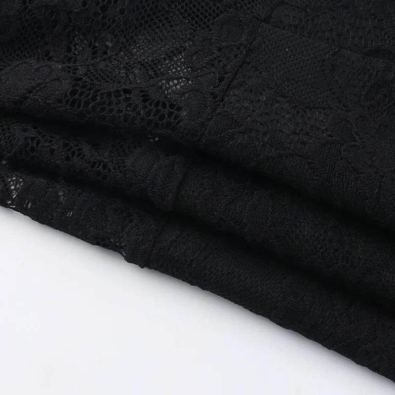 אוברול סטרפלס מכנסיים קצרים בעיטור מחוך תחרה - Alex