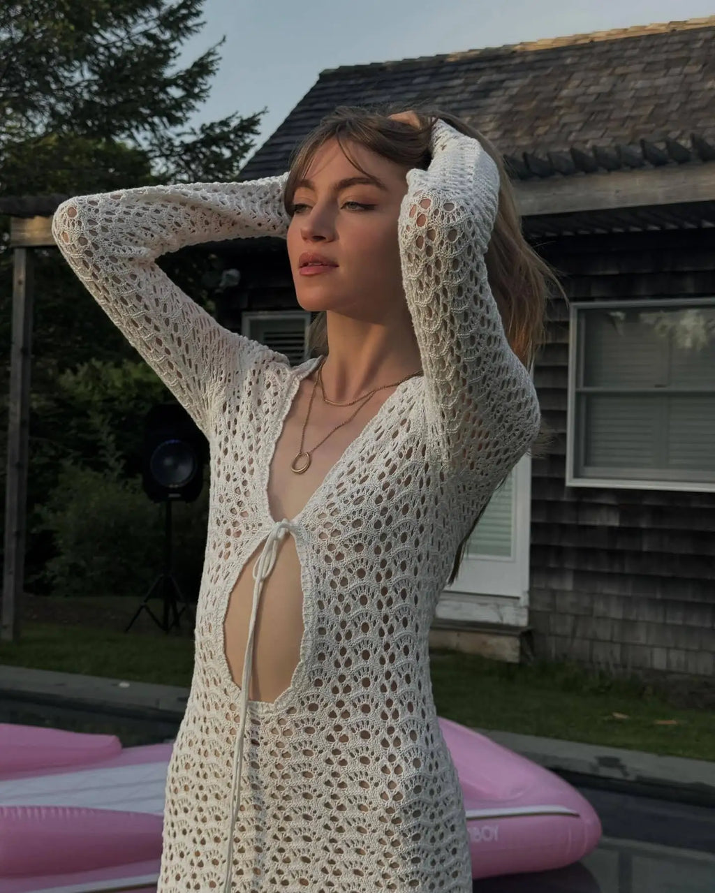 שמלת מקסי קרושה בעיטור קשירה בחזה - Halo