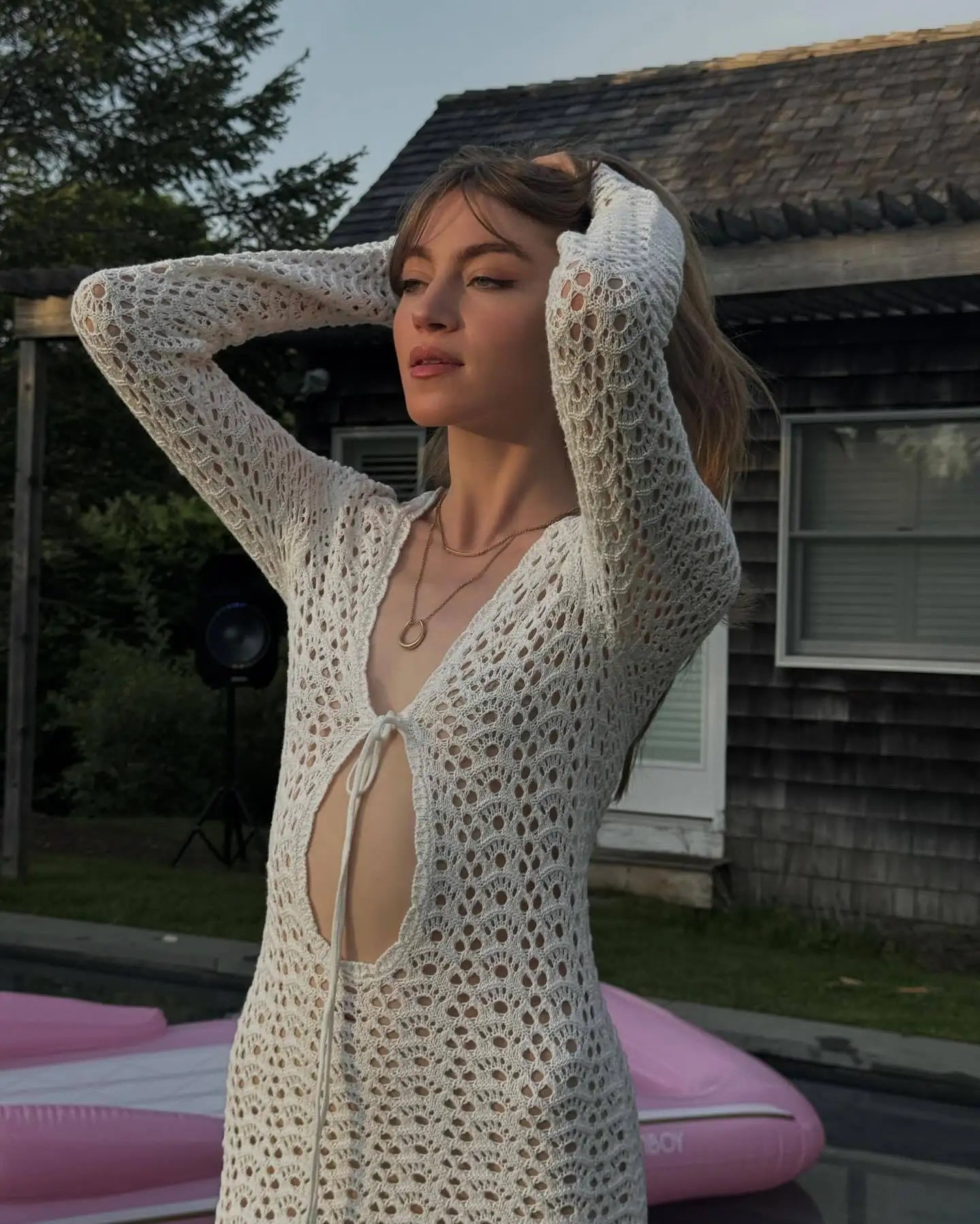 שמלת מקסי קרושה בעיטור קשירה בחזה - Halo