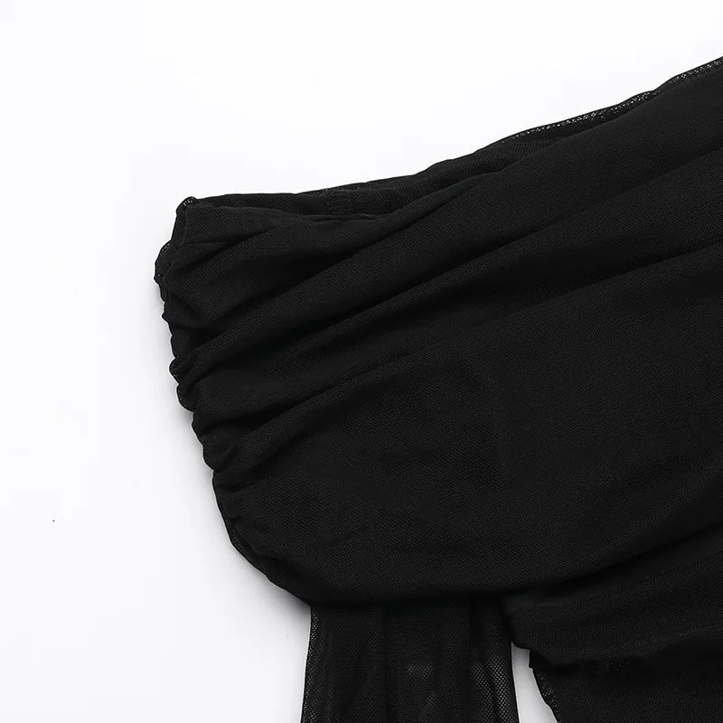 שמלת מקסי כתפיים חשופות בעיצוב רשת - שייה