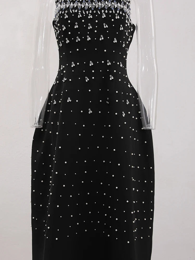 שמלת מיני/מידי סטרפלס בעיטור יהלומים - MELIKA