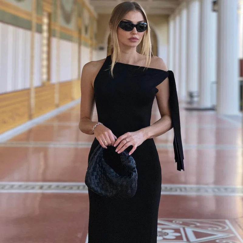 שמלת מקסי אלגנטית קשירה בכתף - יולנדה