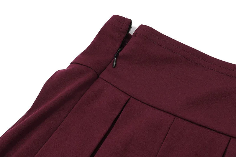 סט אלגנטי שני חלקים חצאית מיני ווסט כפתורים כתפיים חשופות - קולין