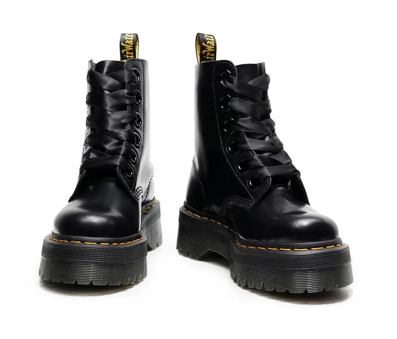 Satin lace-up leather boots - Winnie