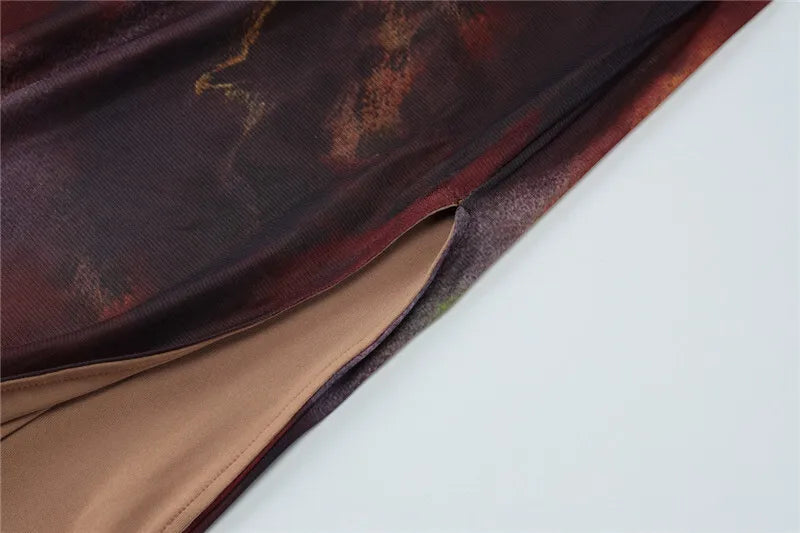 שמלת מקסי בעיצוב הדפס מיוחד בעיטור אבזם פרח - איירס