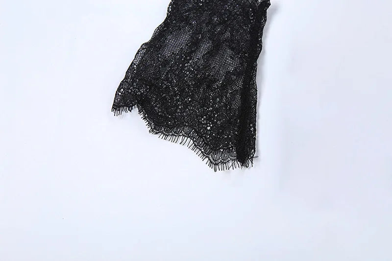 Strapless satin maxi dress in lace design with gloves and collar - GEE