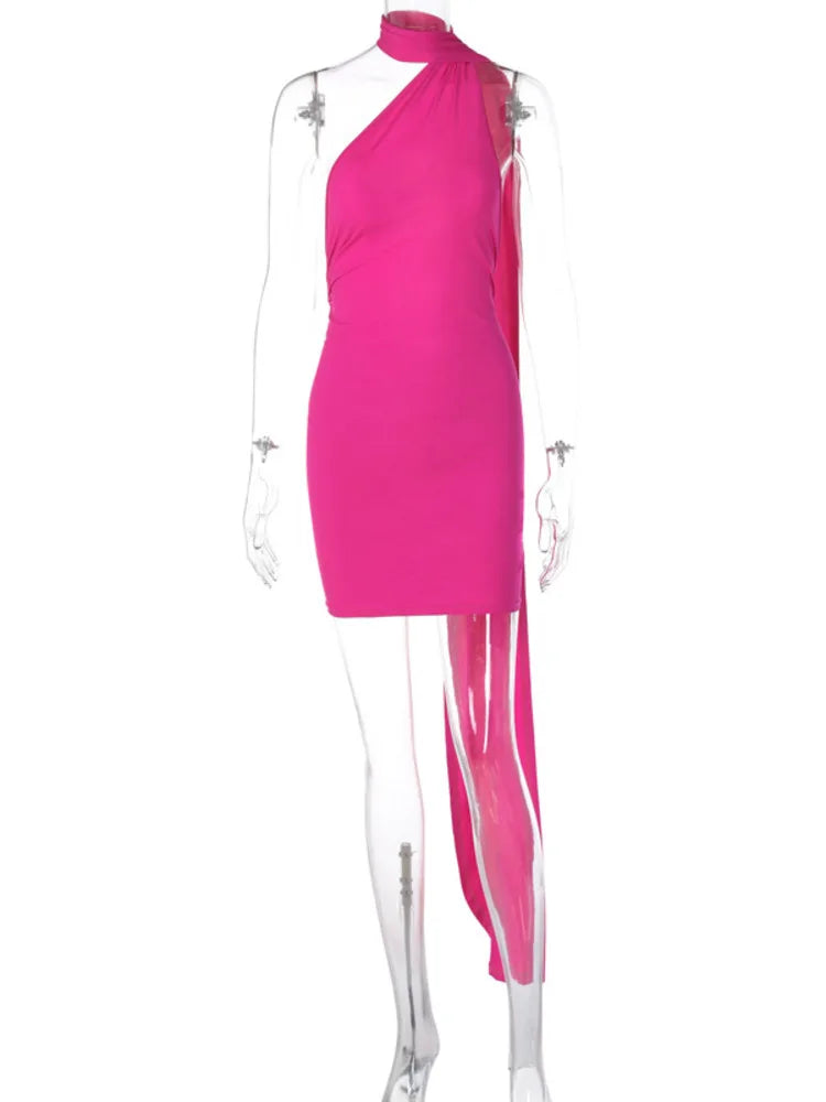 שמלת מיני כיווצים גב פתוח בעיטור חישוק  - CAROLINA