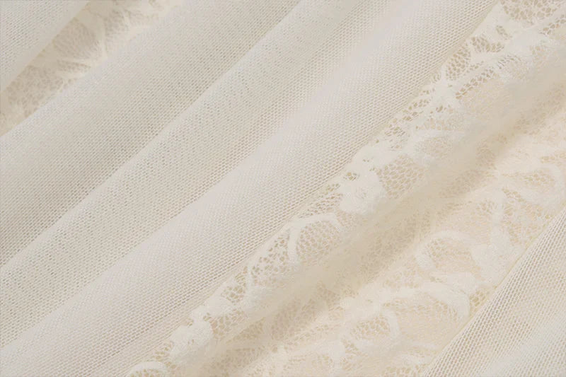 שמלת מקסי תחרה קשירה בצוואר גב פתוח - וונילה