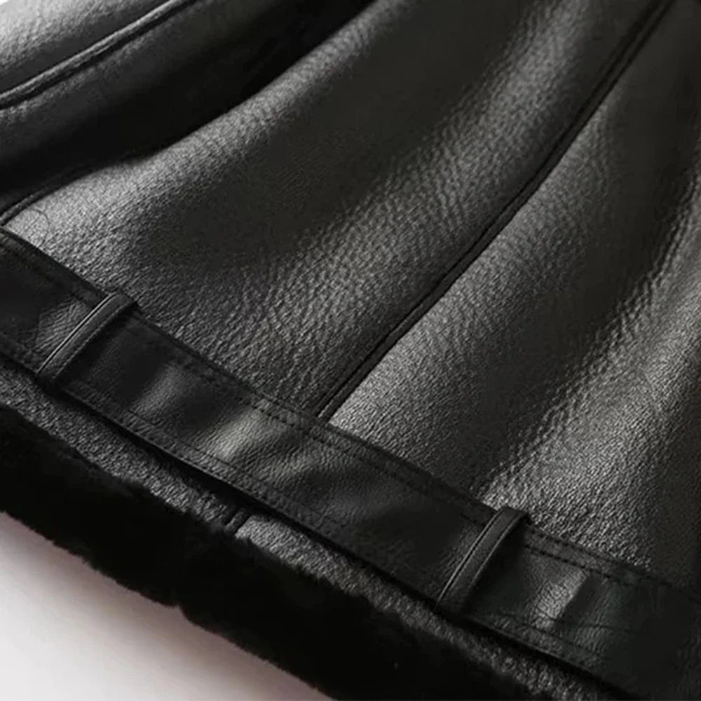 מעיל עור פרווה פנימית - אלנה