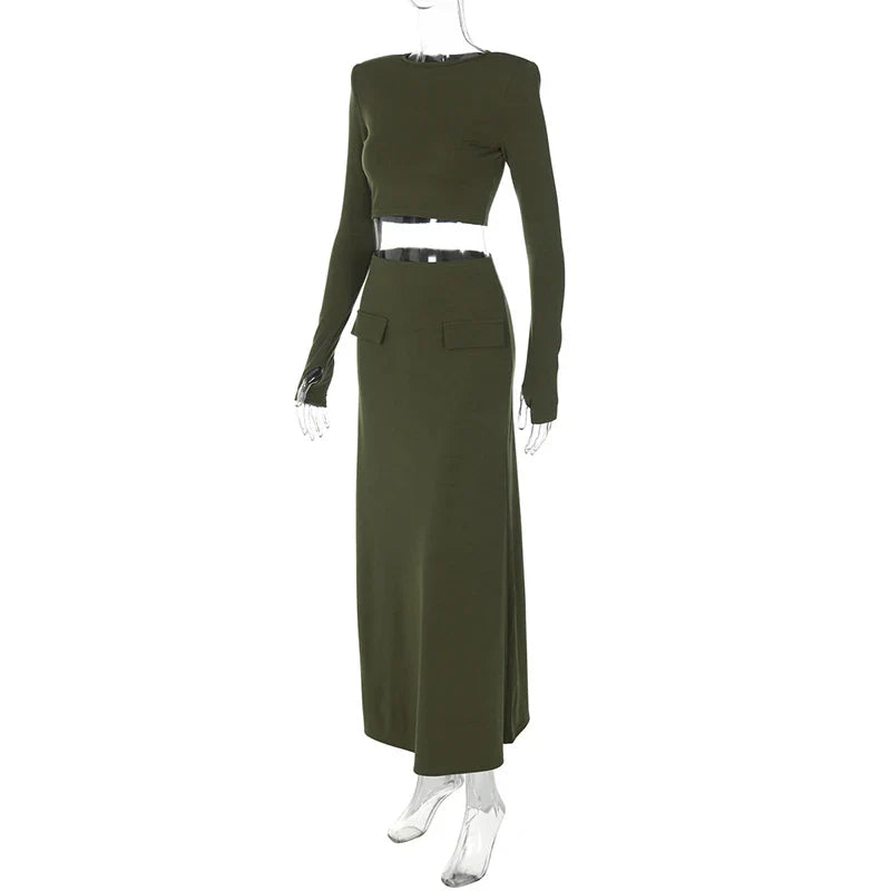 סט שני חלקים טופ וחצאית מקסי - באדי